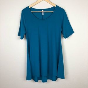 LuLaRoe Blue Green Plain Long Top Medium